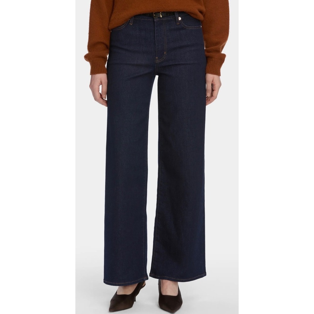 FRAME Le Slim Palazzo Jeans Rinsed Indigo High Rise Wide Leg LSP814 Size 25 NWT - Picture 2 of 8